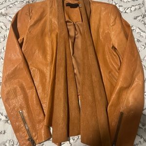Alice + Olivia Lambskin Leather Open Waterfall Jacket XS